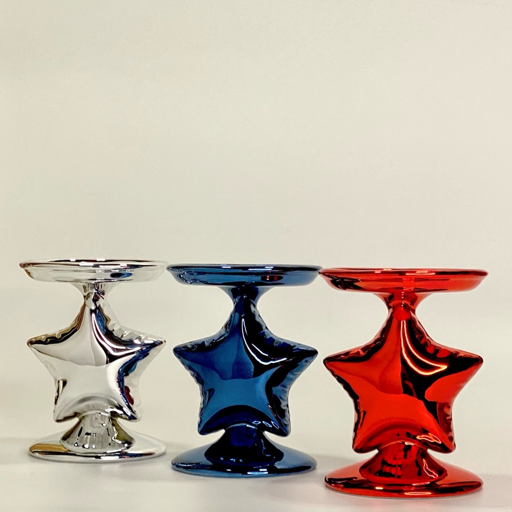 Bath & Body Works Red, White, and Blue Star Single Wick Candle Holders